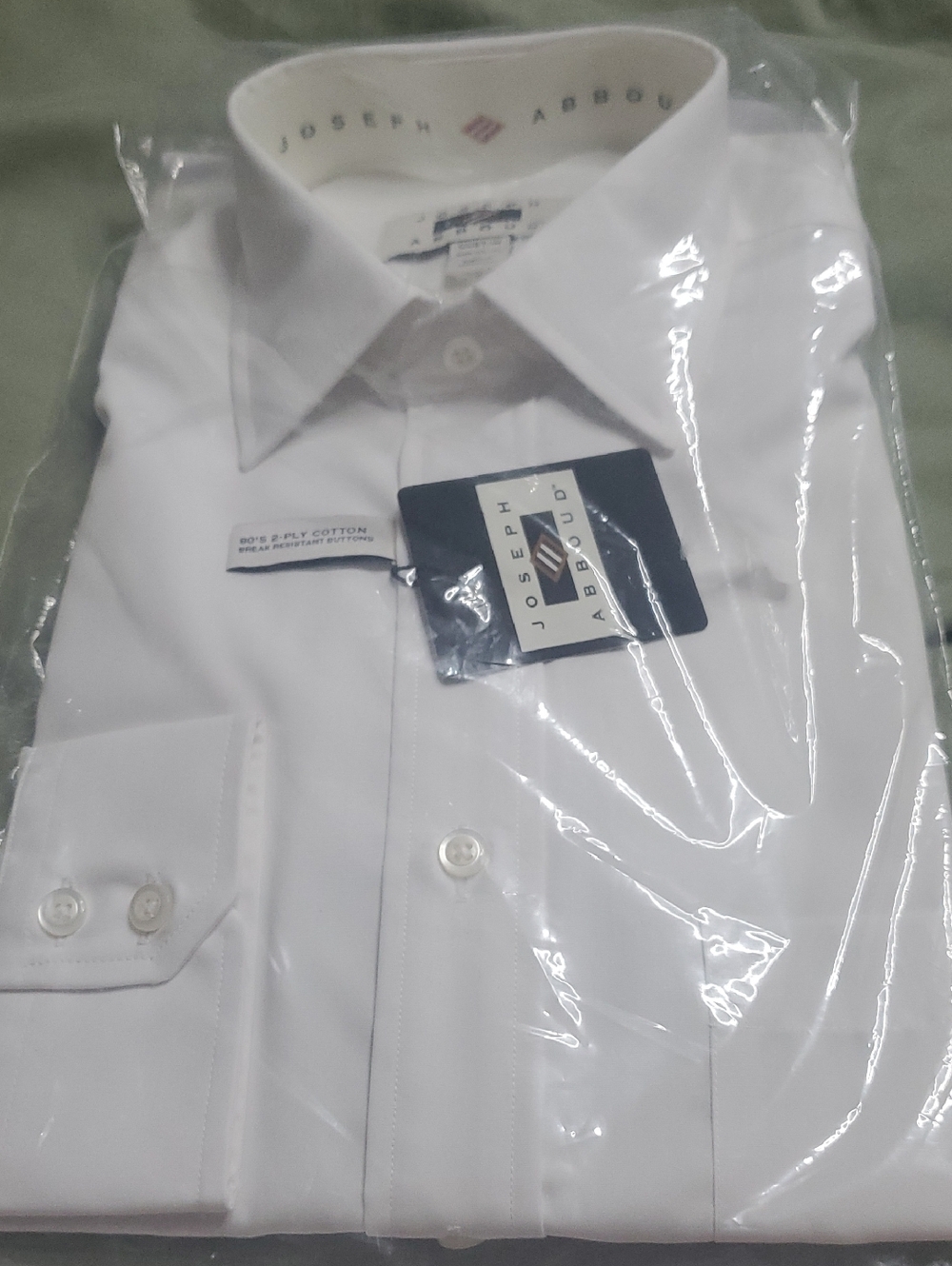 Joseph Abboud White Men's Dress Shirt - Classic Point Collar 16.5 32.5 33